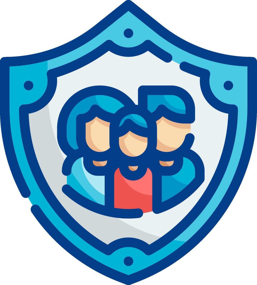 A shield with a family and a child inside vector
