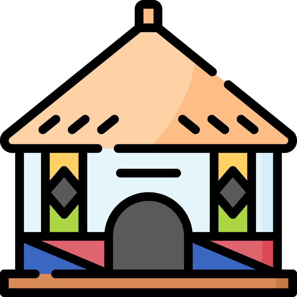 A house with a roof and a door vector