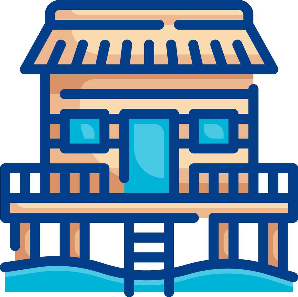 A house on a pier with a ladder vector
