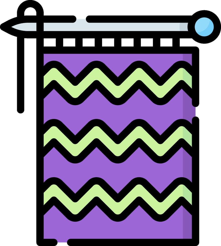 A purple and green striped fabric with a needle vector