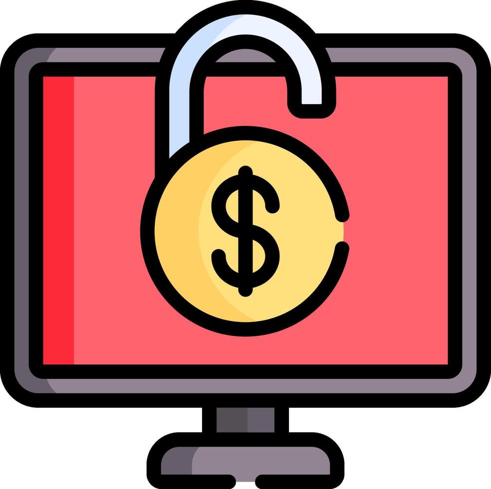 A computer screen with a dollar sign on it vector