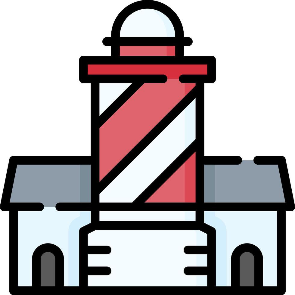 A lighthouse with a red and white striped pole vector