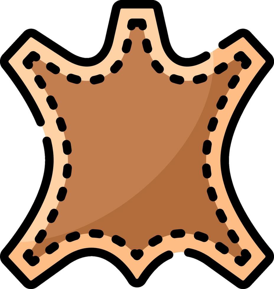 A brown leather star with black stitching vector