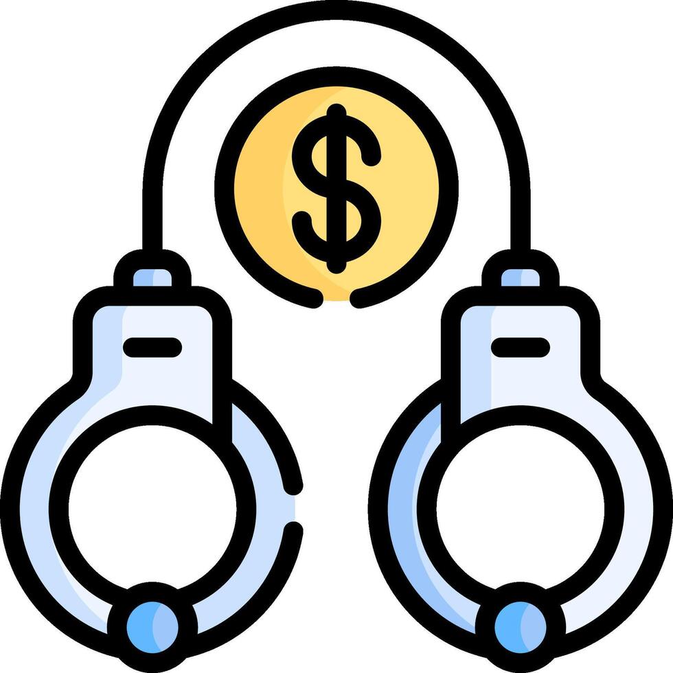 Handcuffs with dollar sign on white background vector