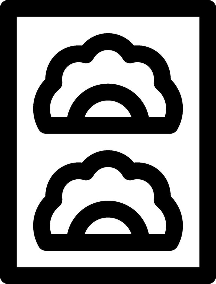 A black and white icon of two clouds vector