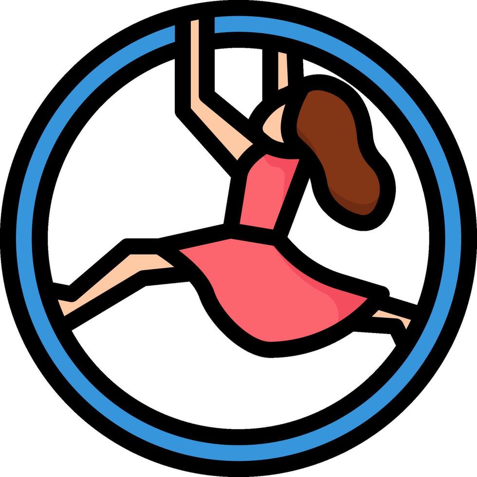 A girl in a circle with a blue and pink circle vector