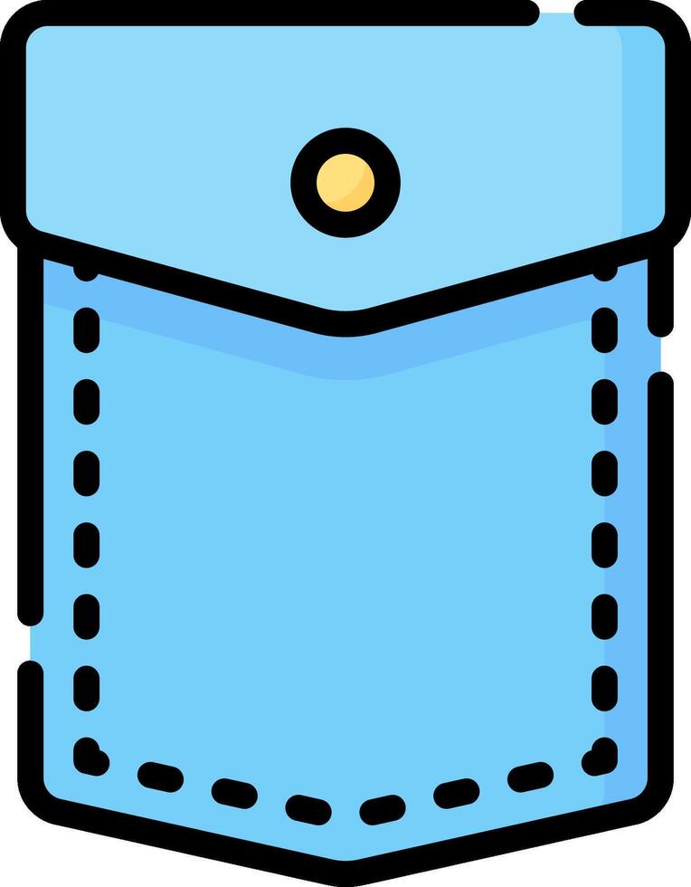 Pocket icon, blue, simple, flat, illustration vector