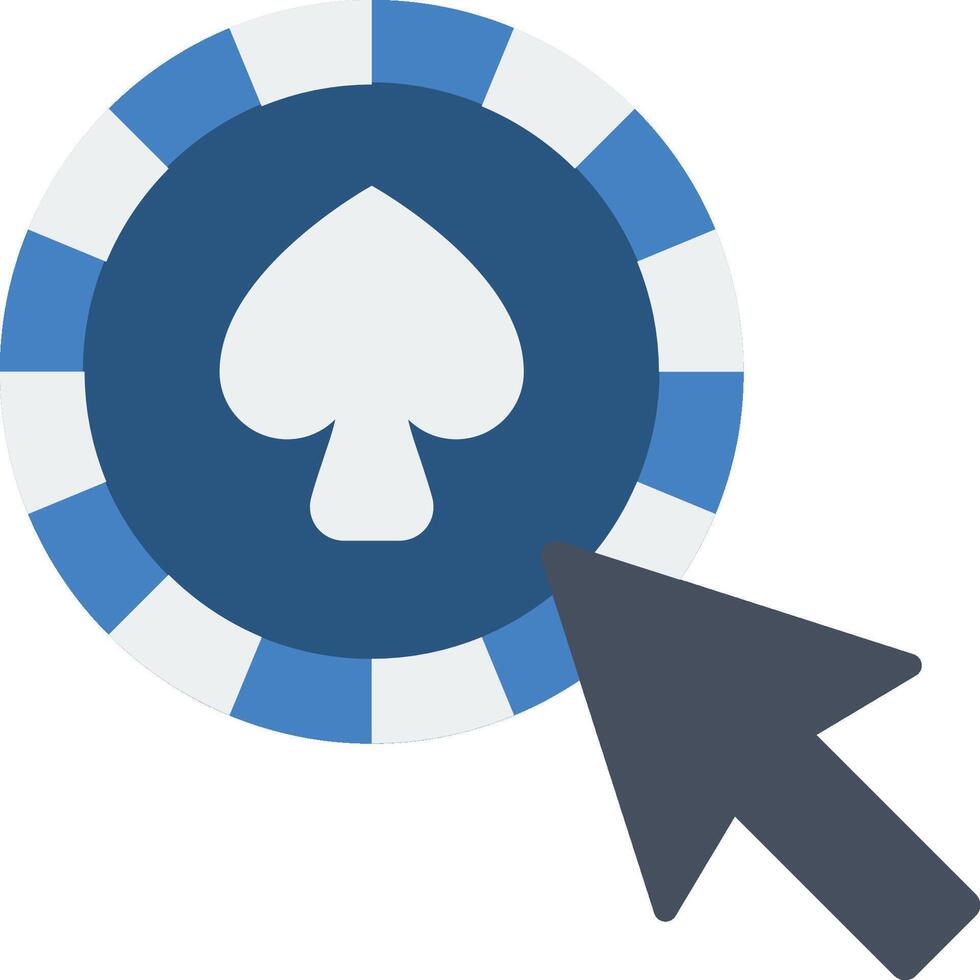 A poker chip with a spade symbol and a mouse cursor vector