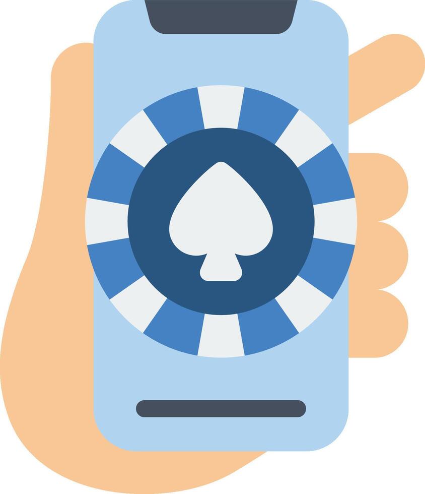 A hand holding a smartphone with a casino card on it vector