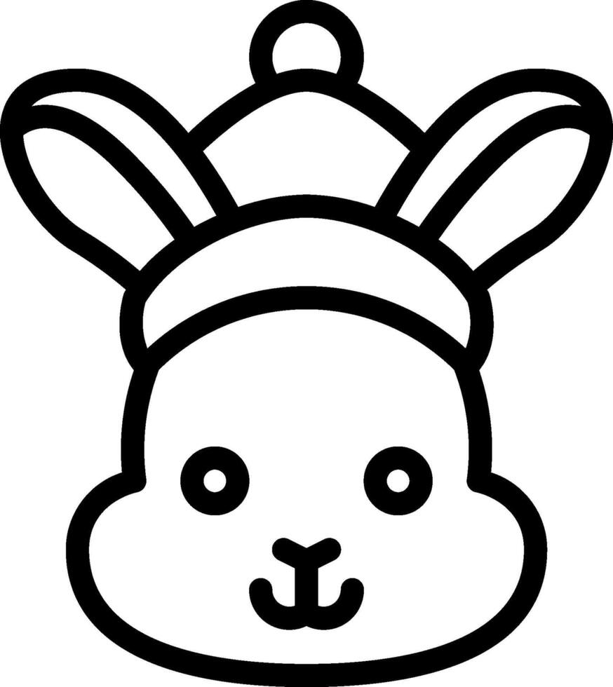 A black and white bunny head with a hat vector