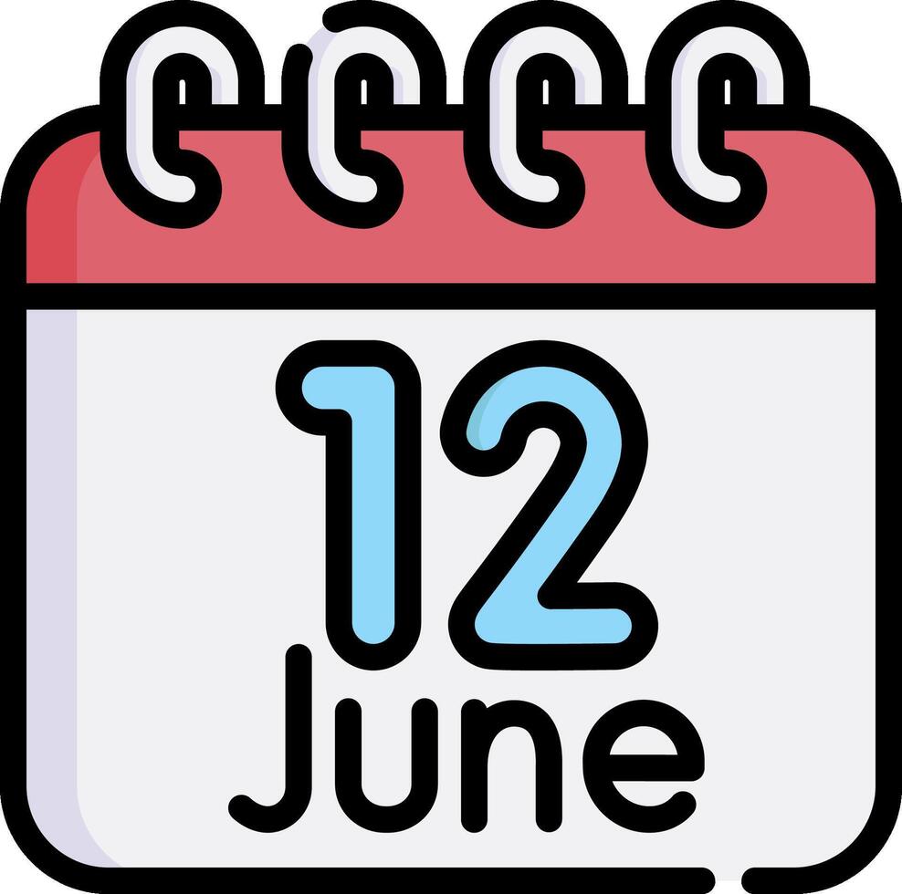 Calendar with the date 12 june vector