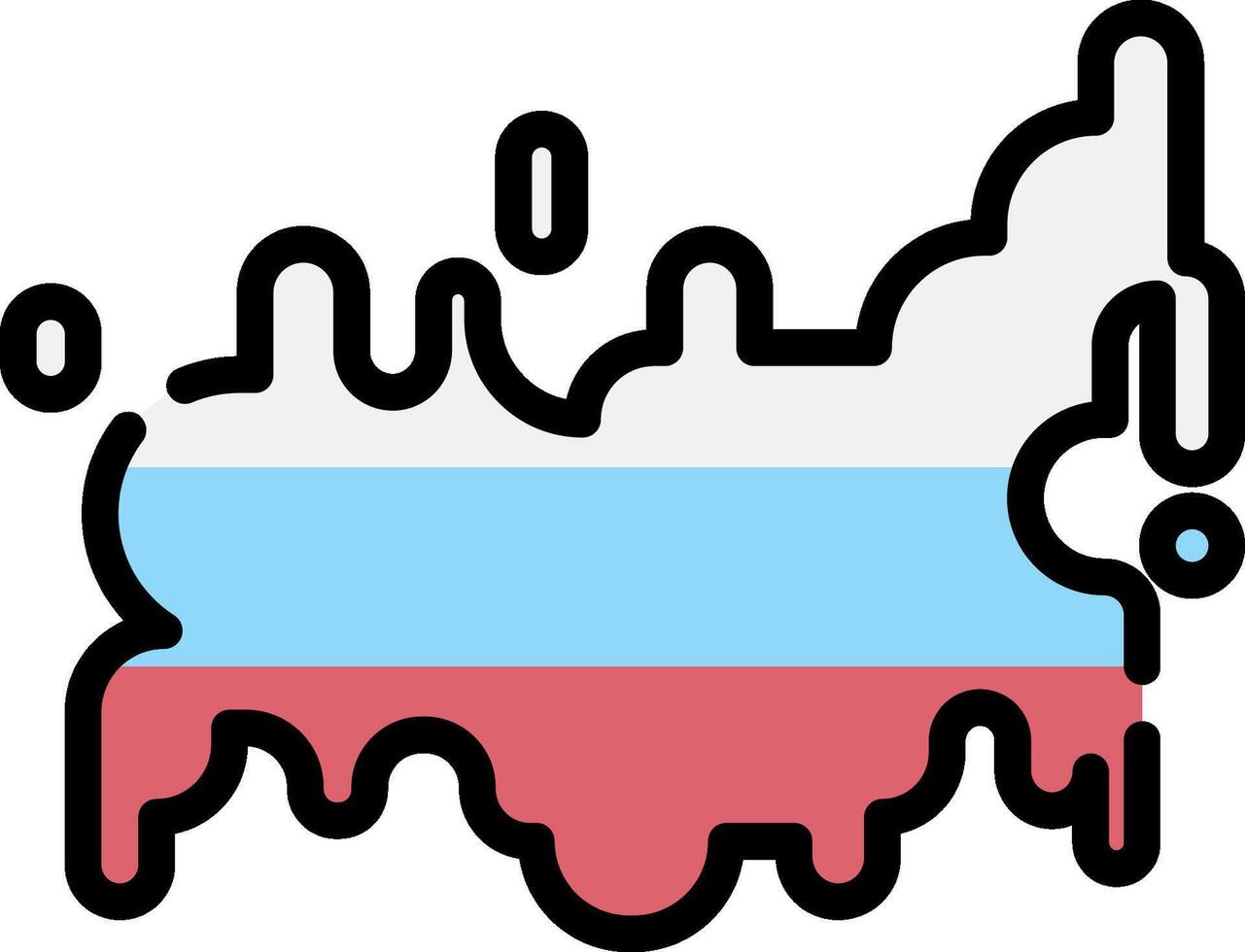The russian flag is melting in the shape of a map vector