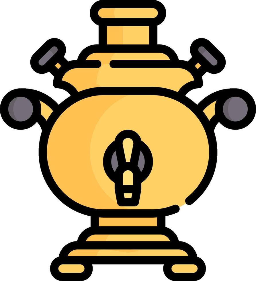 A cartoon gold coffee pot on a stand vector