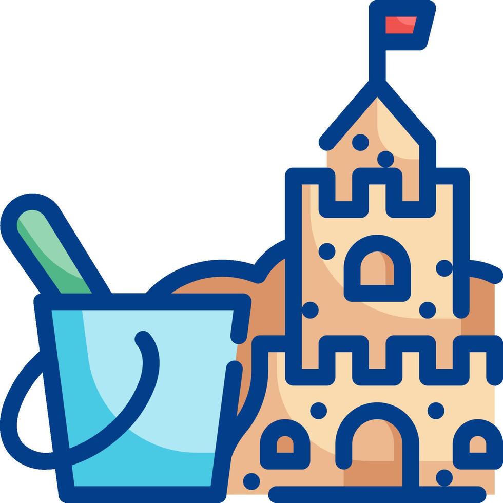 A sand castle and bucket with sand vector