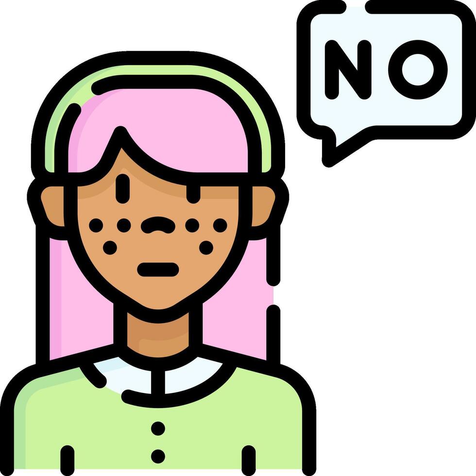 A woman with a speech bubble that says no vector