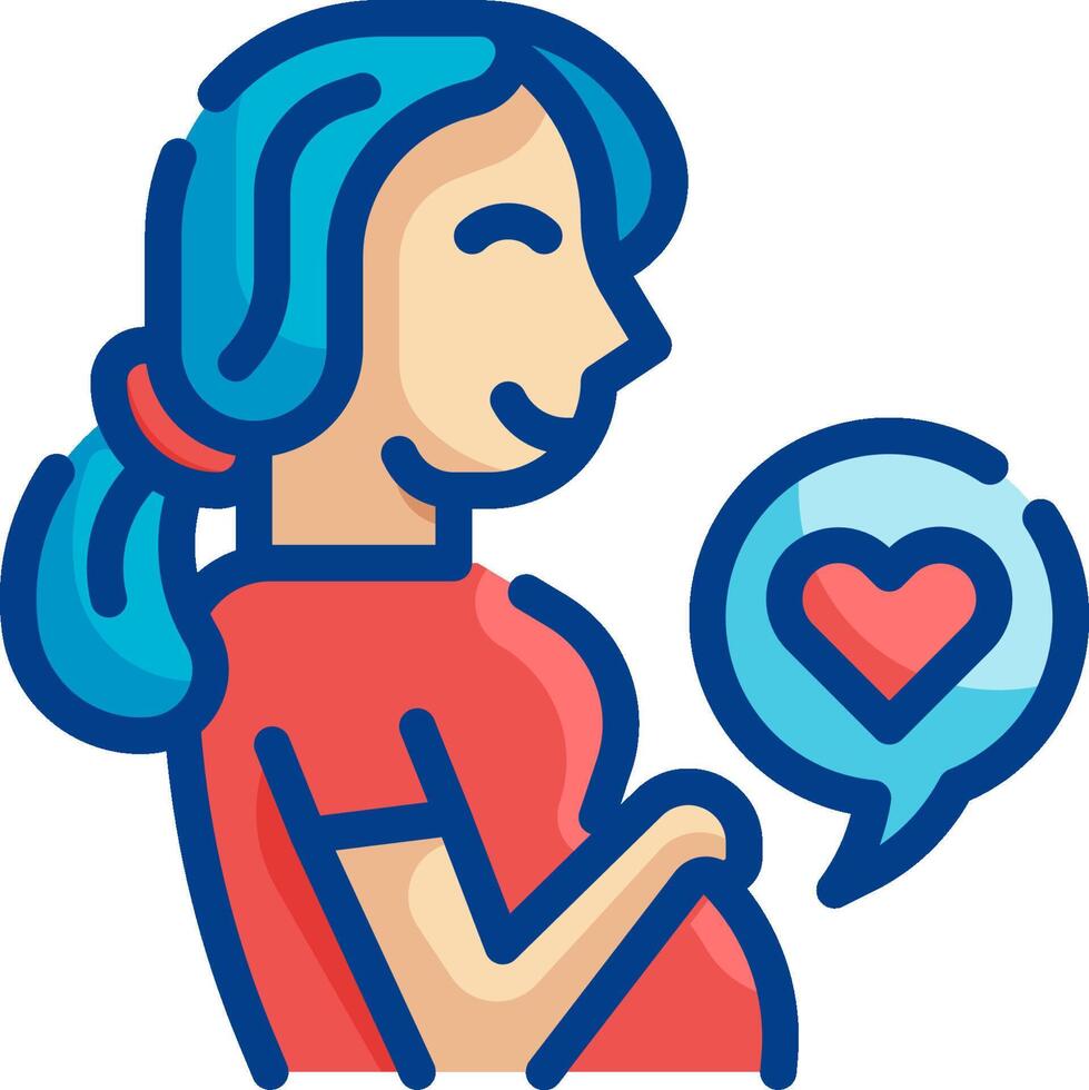 A pregnant woman holding a heart and speech bubble vector