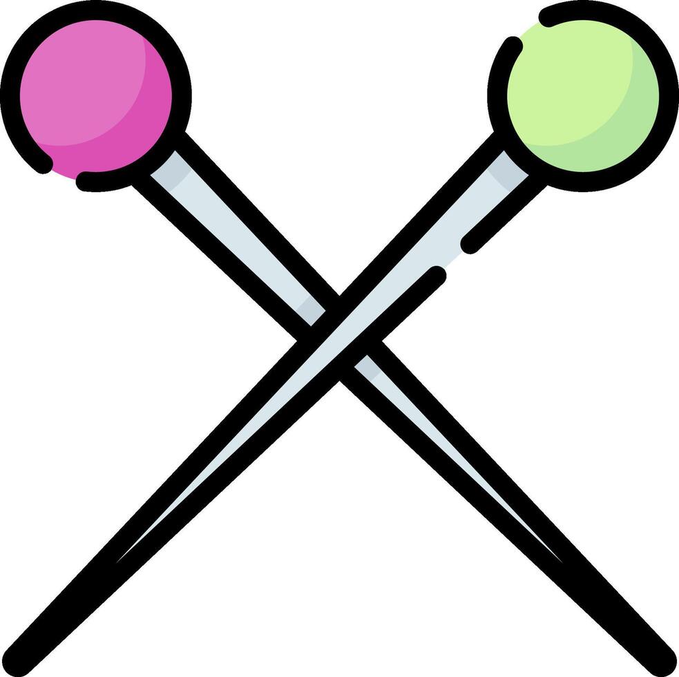 Two crossed knitting needles with two balls of yarn vector