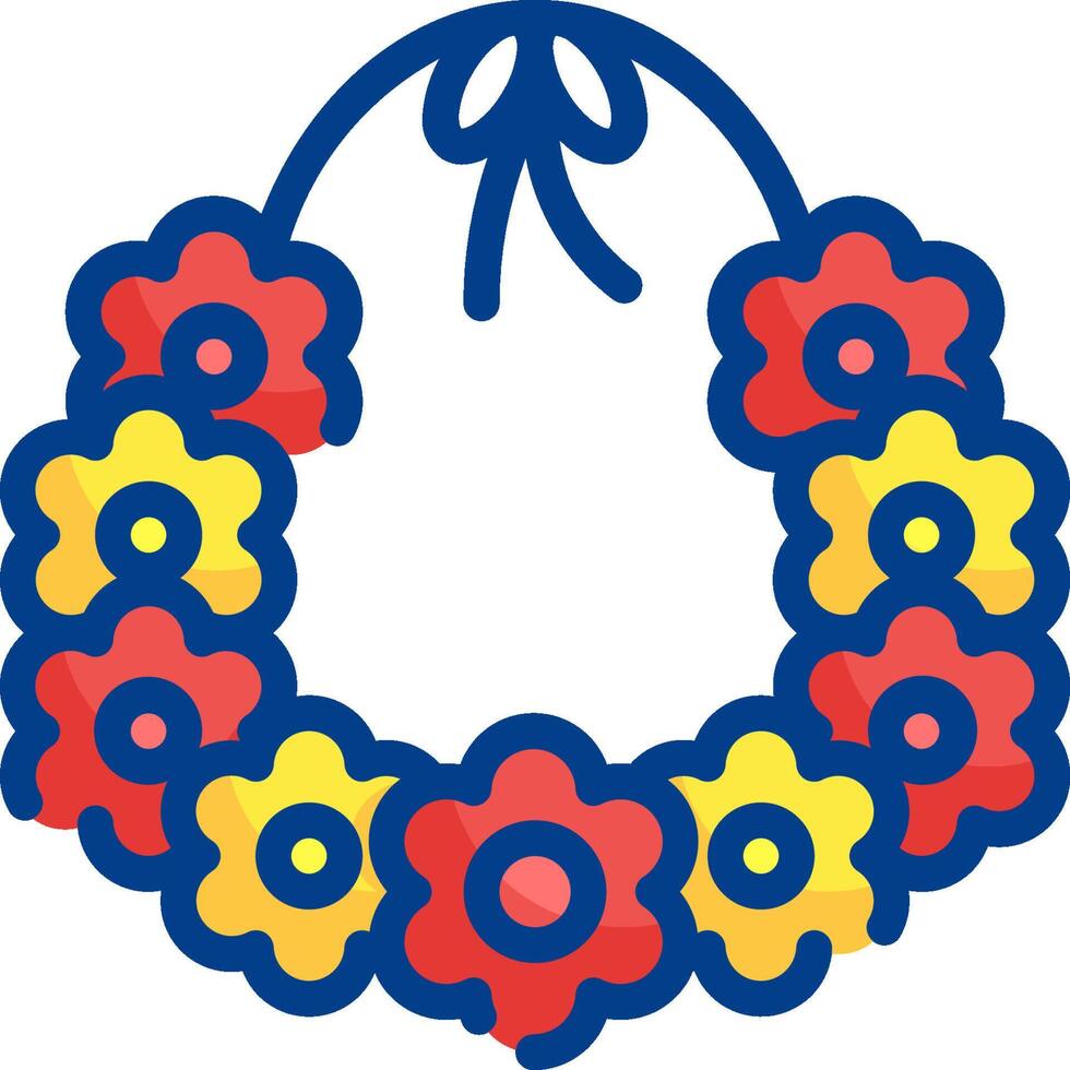 A colorful flower wreath with a bow vector