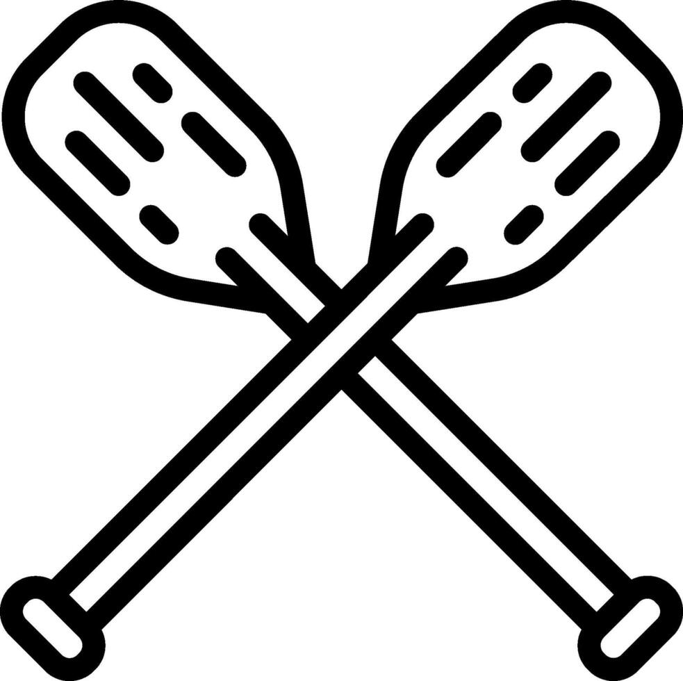 Two paddles with crossed handles on a white background vector