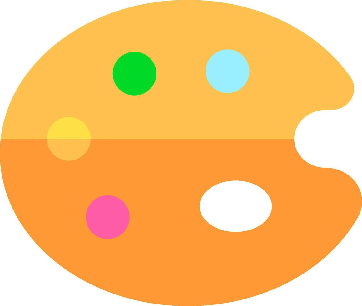 An orange paint palette with colorful dots vector