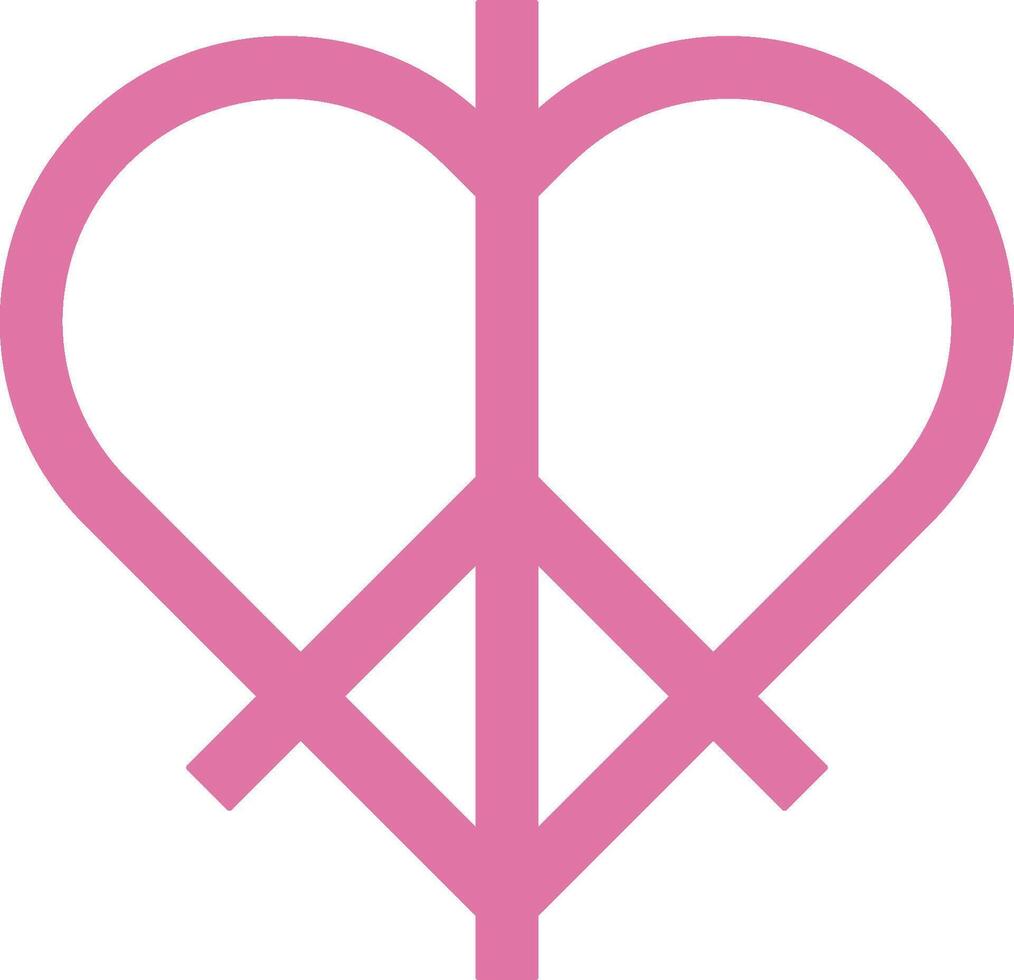 A pink peace sign with a heart in the middle vector