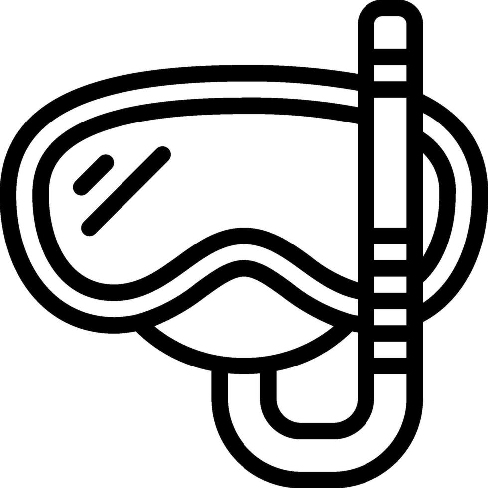 A black and white drawing of a diving mask and snorkel vector