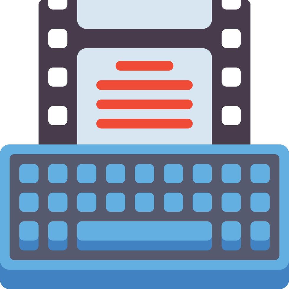 A keyboard and film strip with a red line vector
