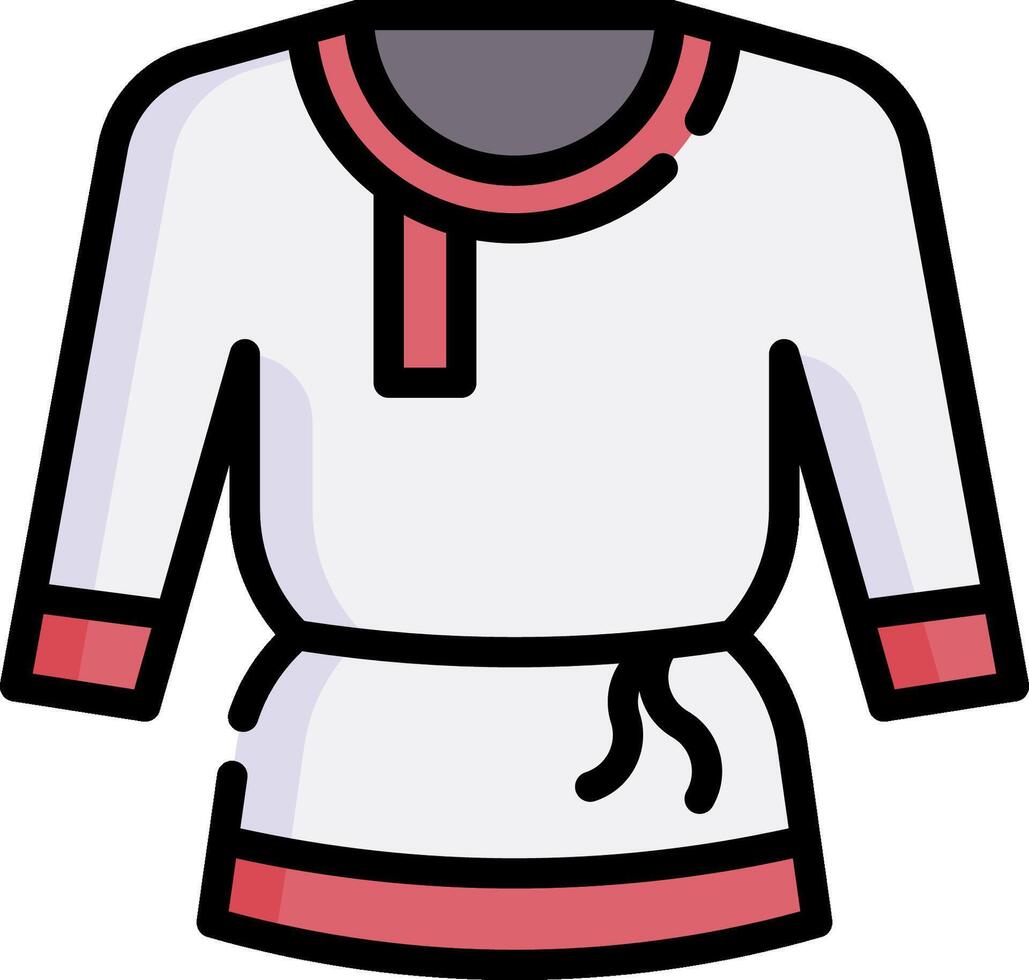A white shirt with red trim and a red tie vector