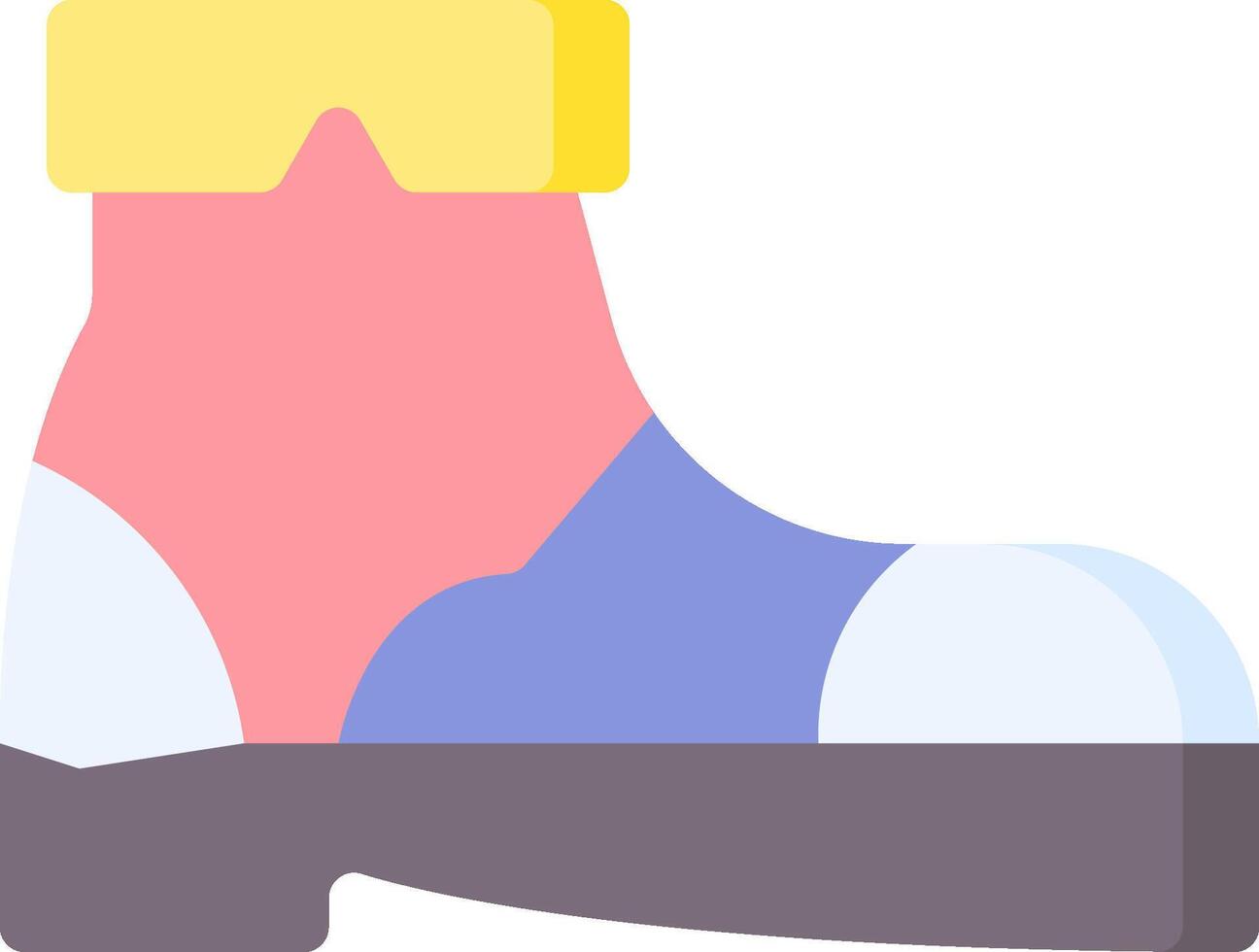 A cartoon boot with a pink and blue sole vector