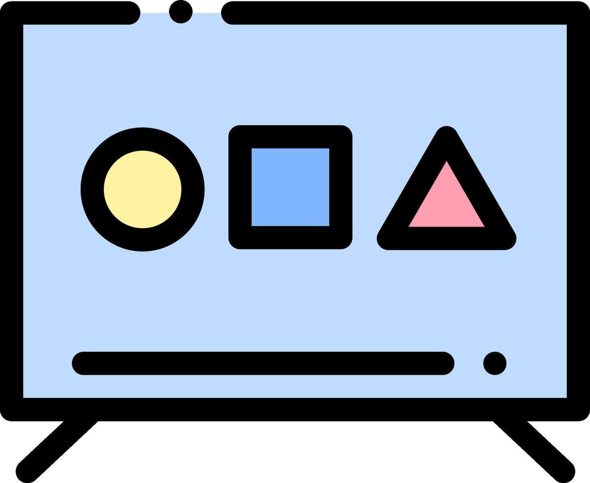 A flat screen with a triangle, square and triangle vector