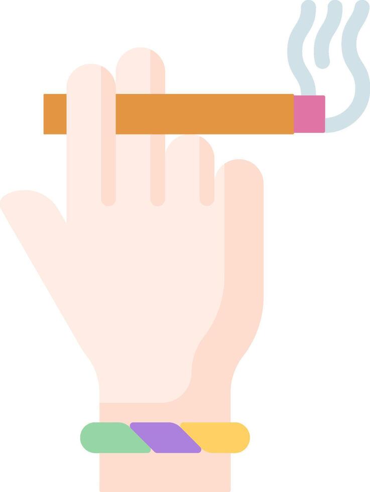A hand holding a cigarette and a bracelet vector