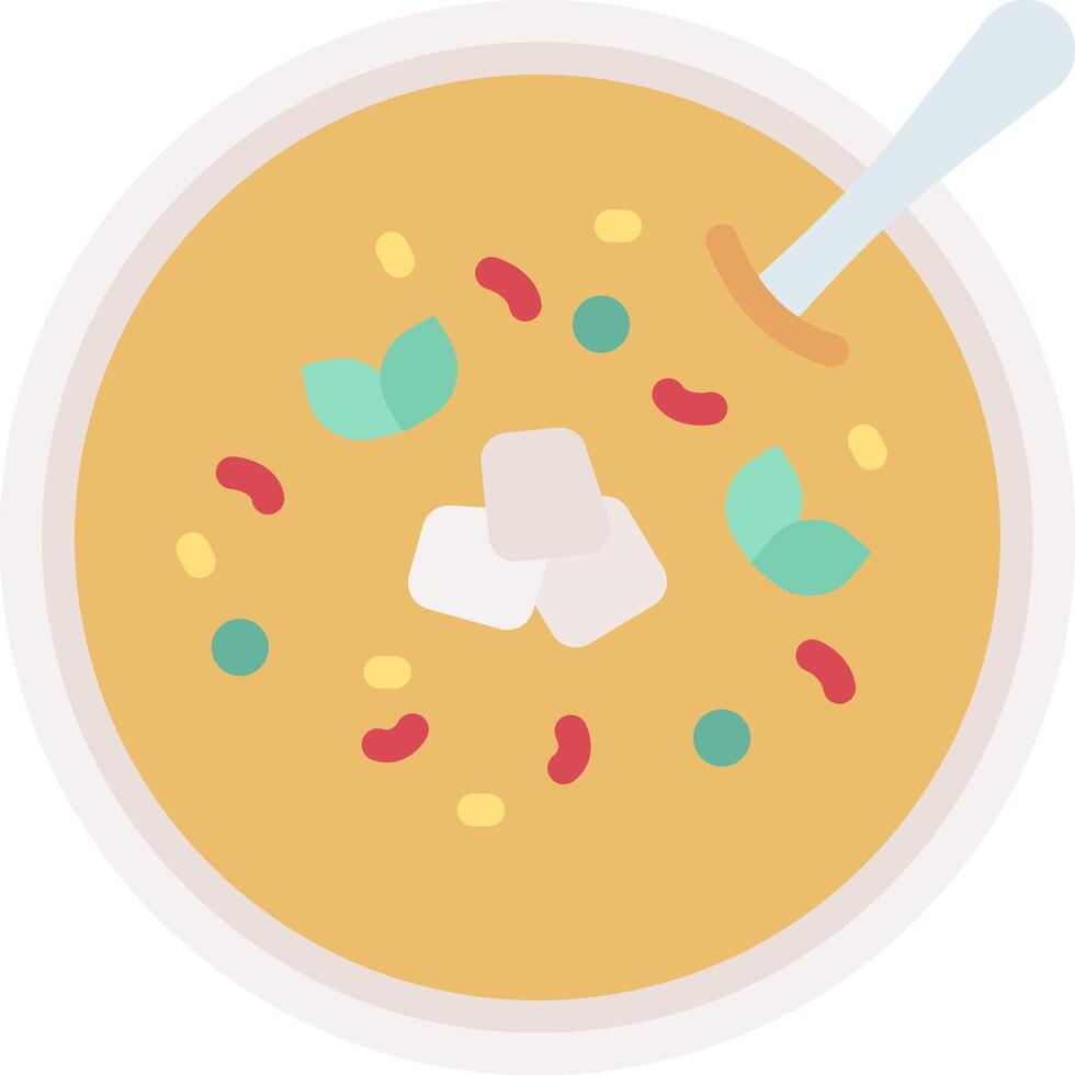 A bowl of soup with a spoon in it vector