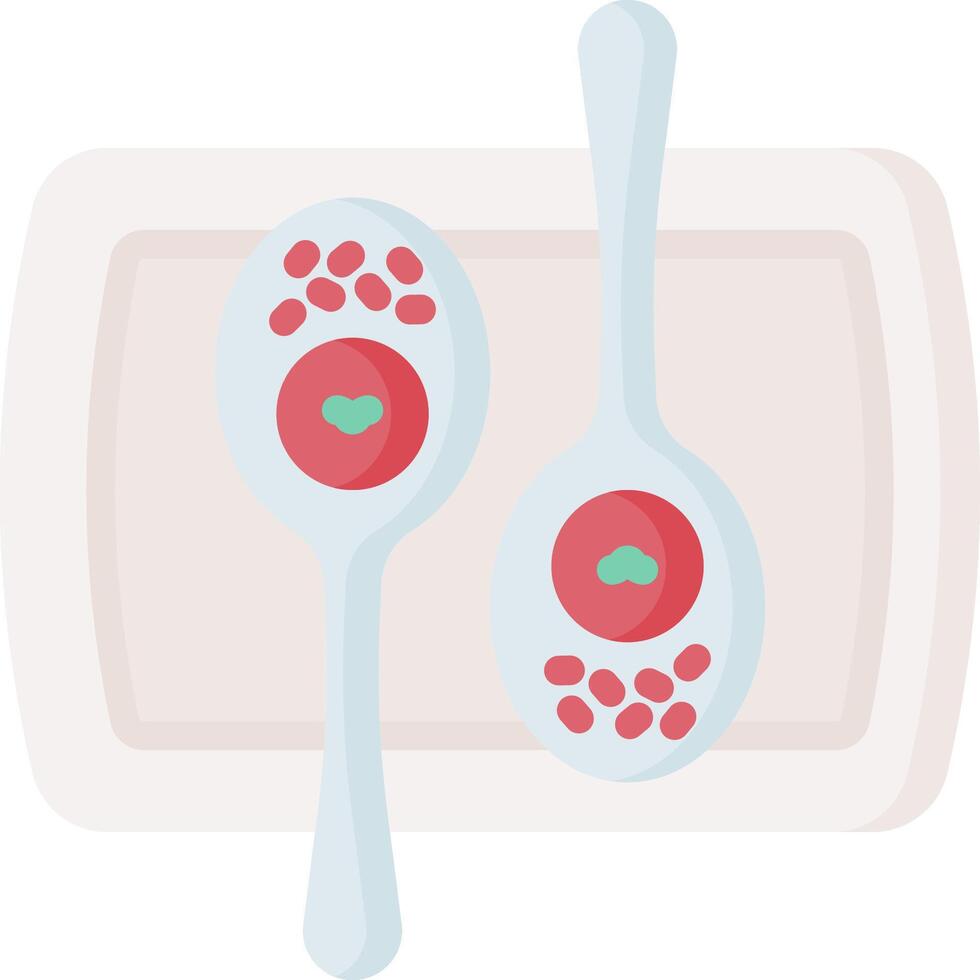 Two spoons with red and green fruit on them vector