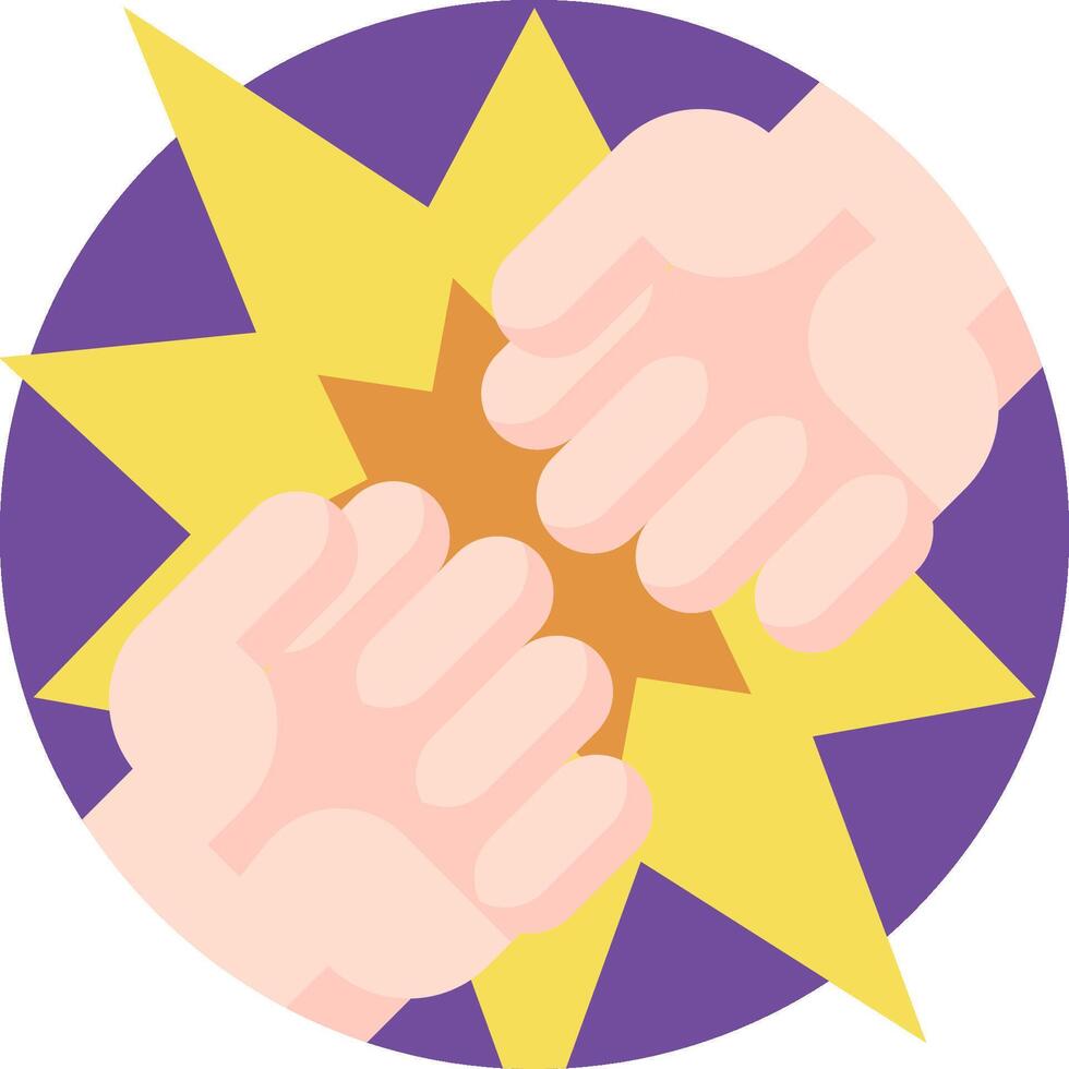 Two fists are holding each other in a circle vector