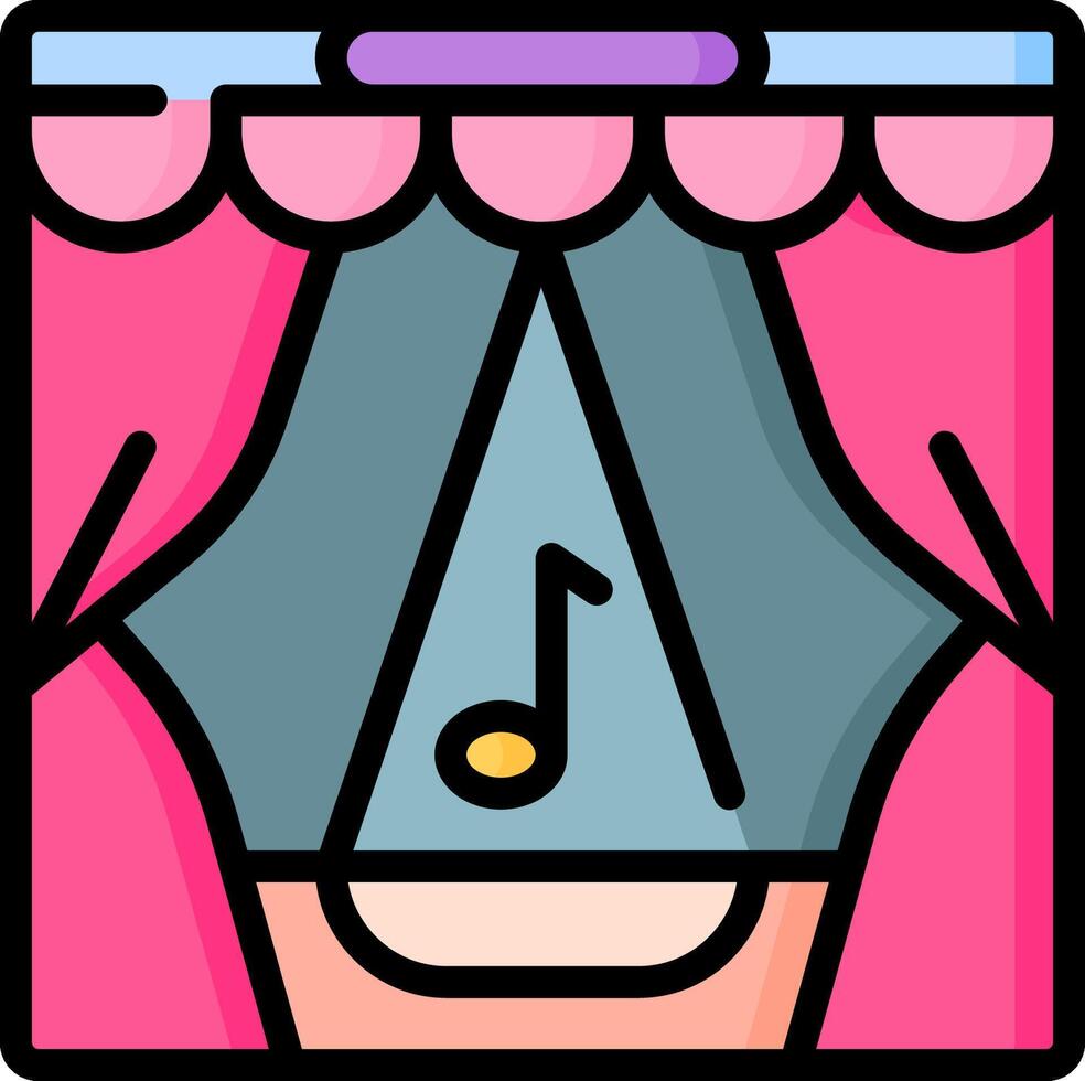 A musical note and curtain icon vector