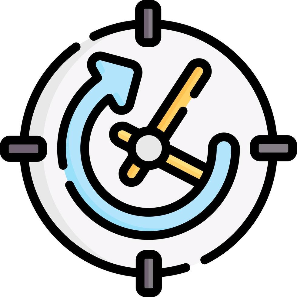 A clock icon with a arrow pointing to the right vector