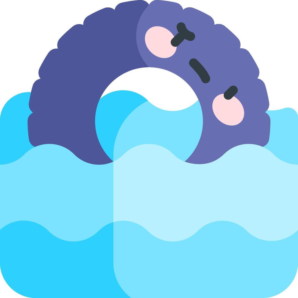 A cartoon blue and purple monster floating in the water vector