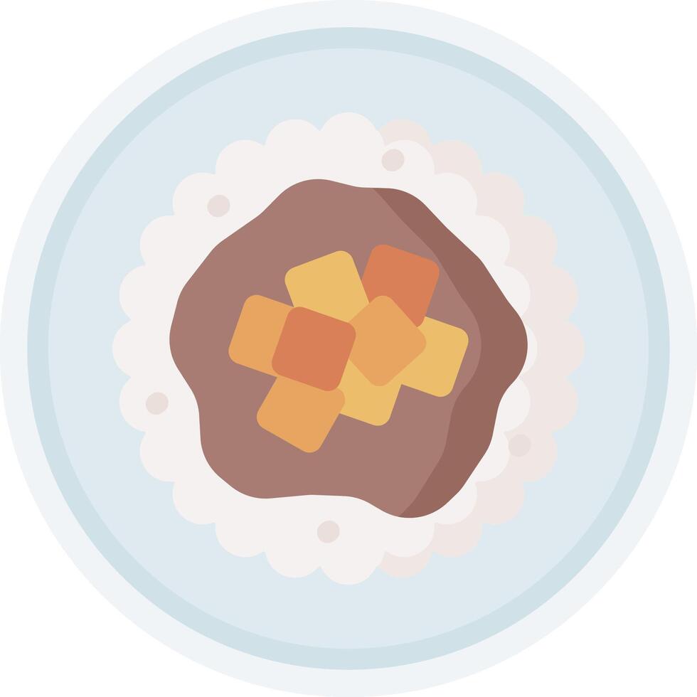 A flat icon of a plate with meat and rice vector