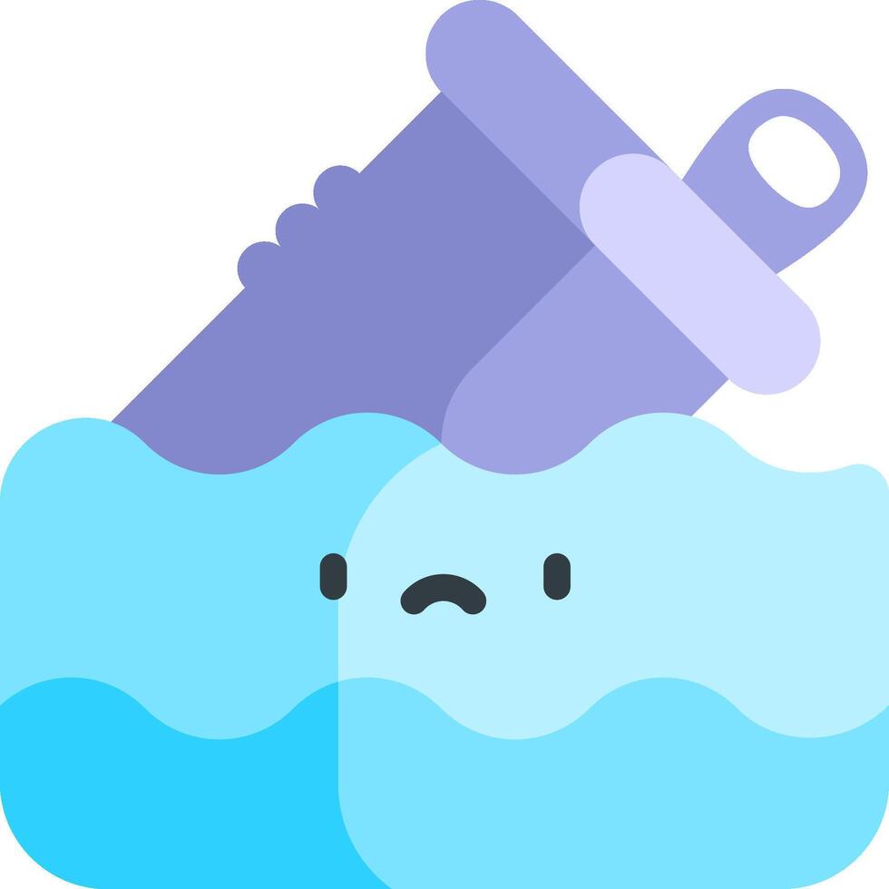 A blue bottle with a purple handle in the water vector