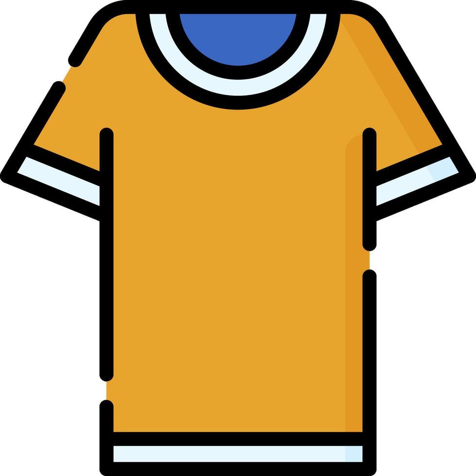A yellow t - shirt with blue trim vector