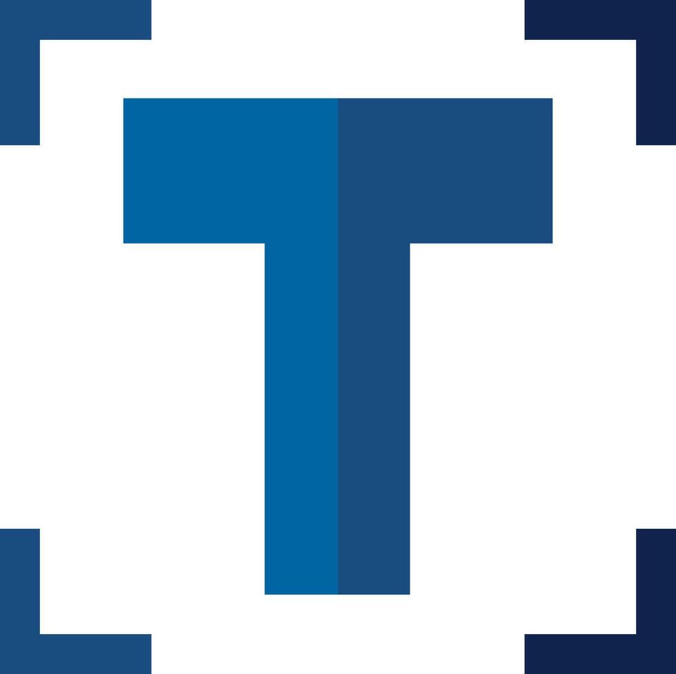 The t logo in blue and white vector