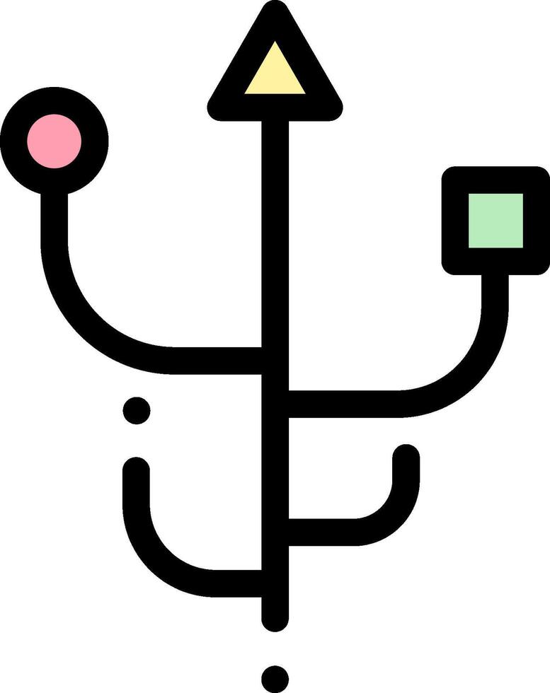 A black and white drawing of a tree with a triangle and a square vector