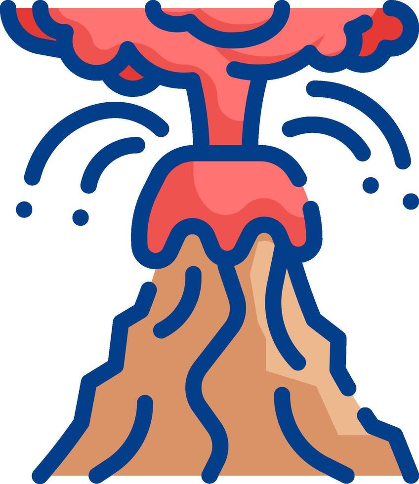 A cartoon volcano with a red explosion vector