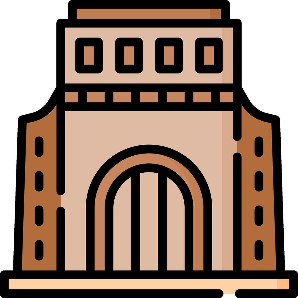 A building with a tower and a gate vector