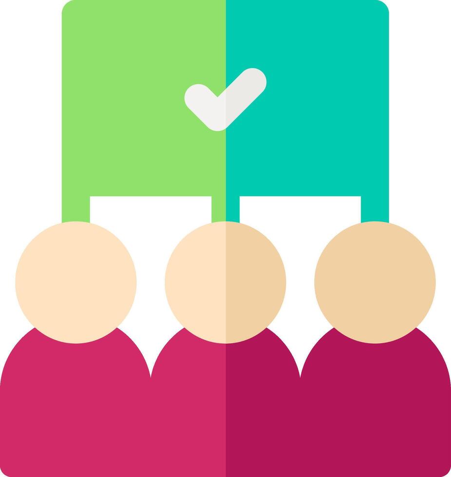 A group of people with a check mark on top of them vector