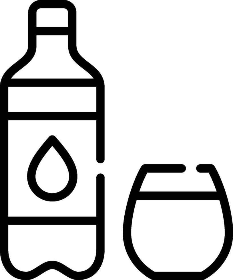 A bottle and glass of water are shown vector