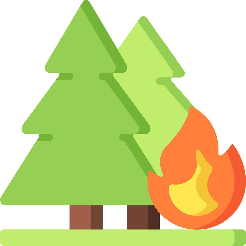 Fire and trees icon vector