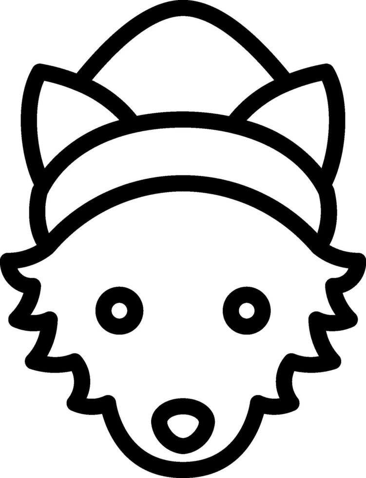 A black and white drawing of a fox wearing a hat vector