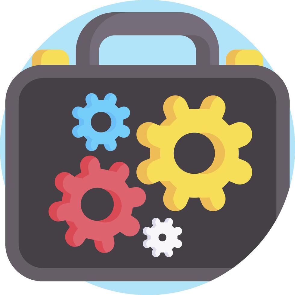 A briefcase with gears and cogs on it vector