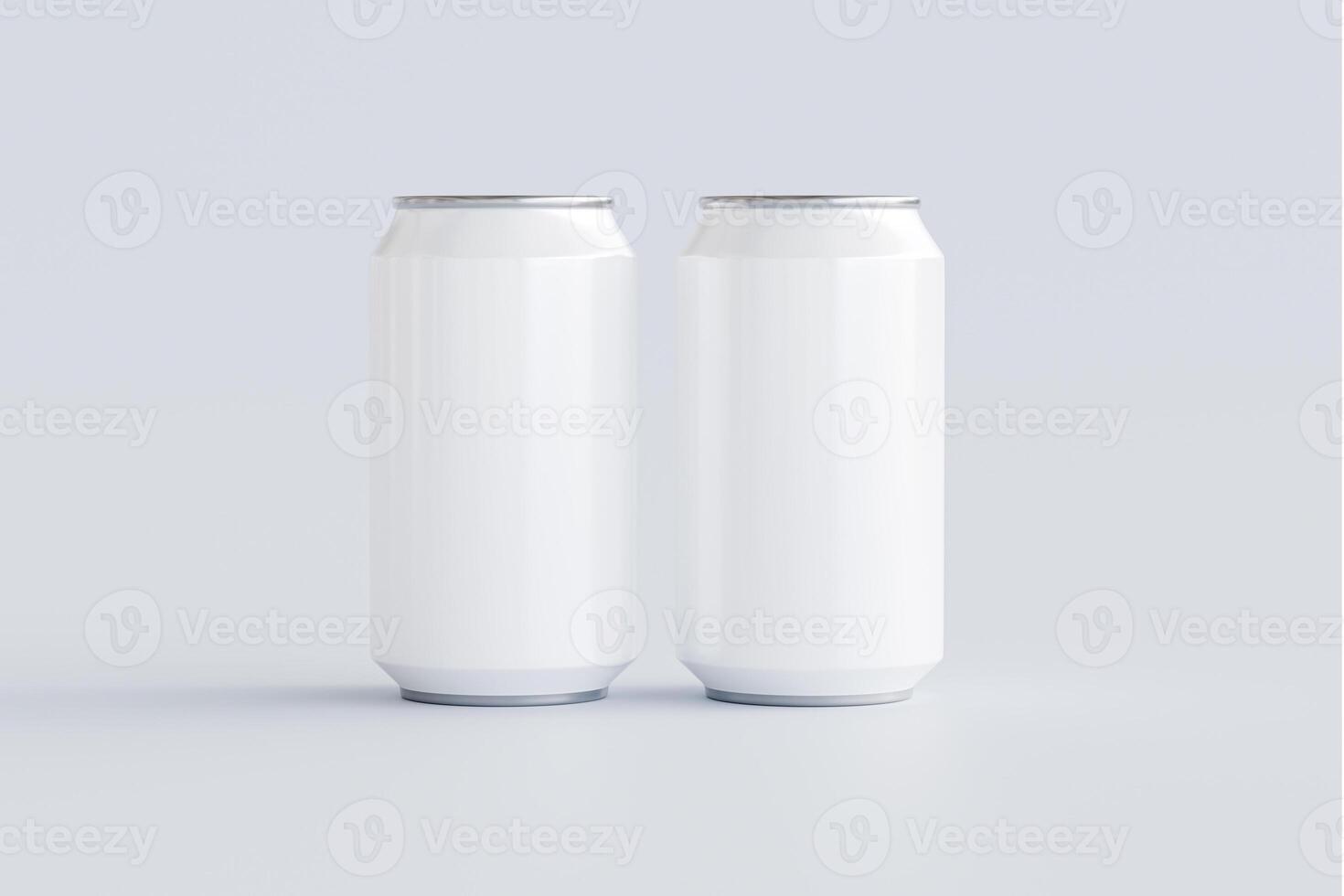 Blank mock-up of an aluminium soda can on an isolated white background. 3D rendering to show the product photo